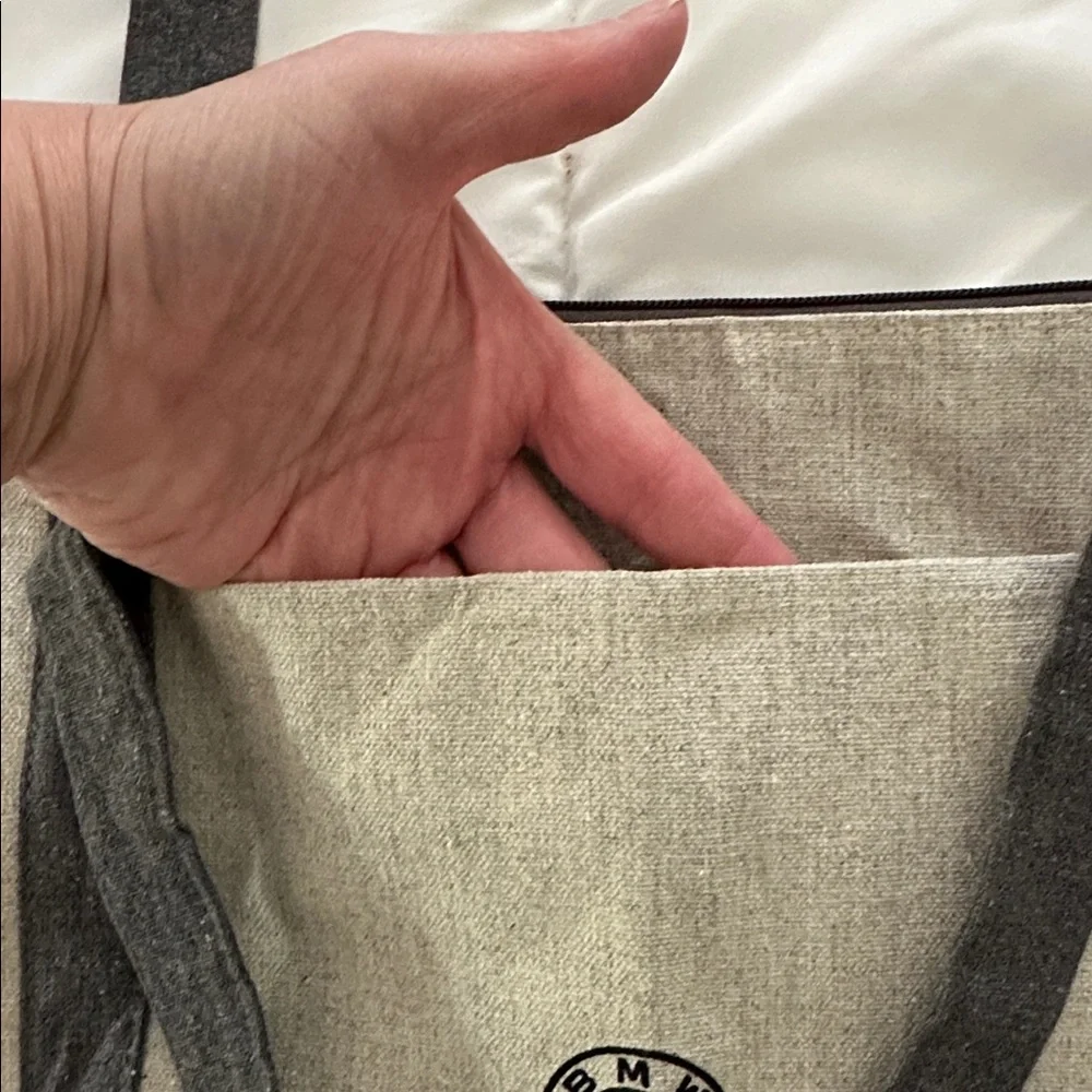BMW NWT Beige and Black Canvas Tote with Logo